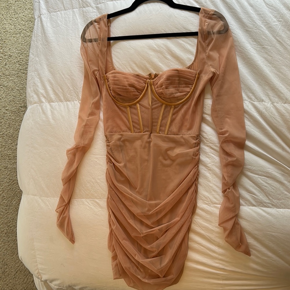 Corset long sleeve mini dress in honey. Only wore once.